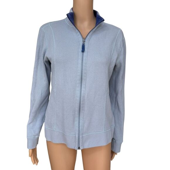 Orvis Womens Full Zip Jacket Blue Reversible Mock Neck Casual Outdoors size S - Picture 4 of 7